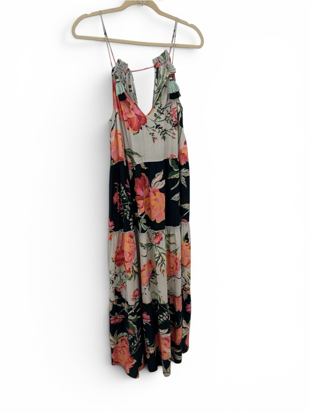Maaji Floral Maxi Dress in Black, Cream, Pink and Green
